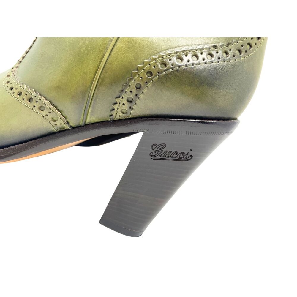Gucci Ombre Green Leather Western Knee High Boots Vintage 9B US 9 Ophidia Web - Picture 5 of 9